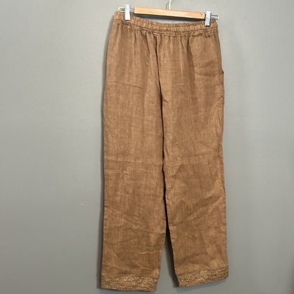 Milio Milano Made in Italy linen khaki linin pants size M - Picture 9 of 11